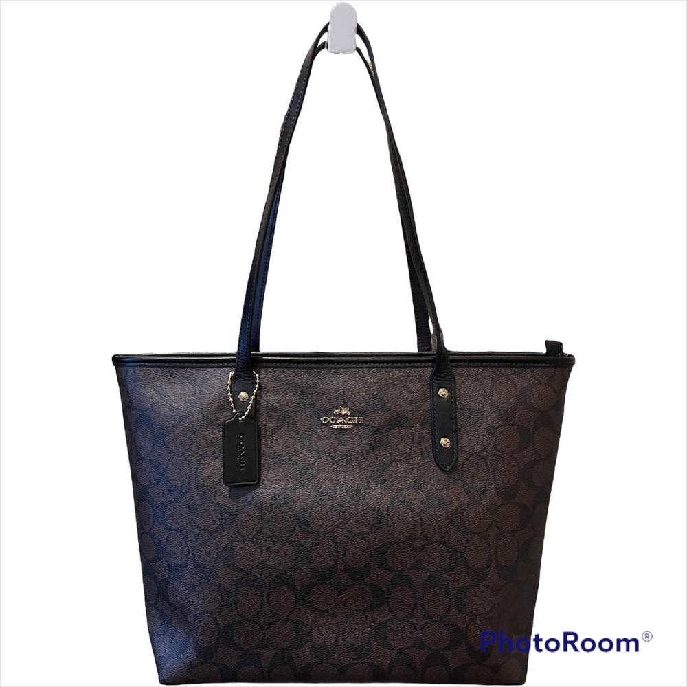 NWOT Coach Signature City Tote F1779-F58292 Brown and Black